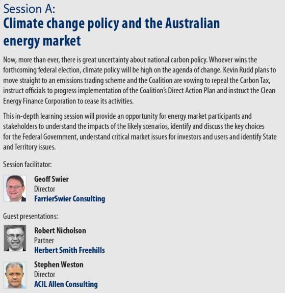 Climate Change policy and the Australian energy market workshop