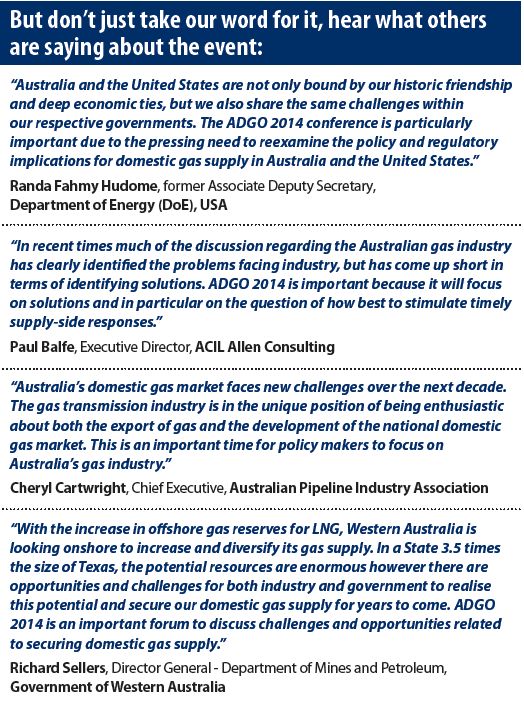 Australian Domestic Gas Outlook conference in Sydney 2014 - testimonials