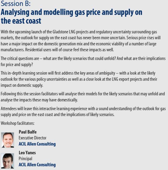 Analysing and modelling gas price and supply on the east coast workshop